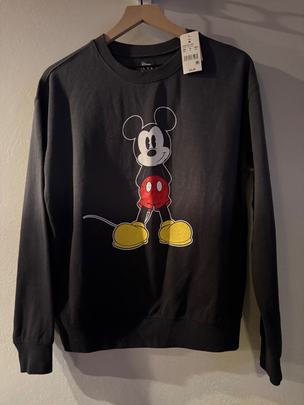 NWT Disney Women's Charcoal Crewneck with Mickey Graphic